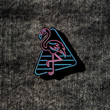 Load image into Gallery viewer, Flamingo Neon Sign Pin (glows in the dark!)