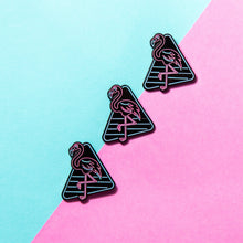 Load image into Gallery viewer, Flamingo Neon Sign Pin (glows in the dark!)