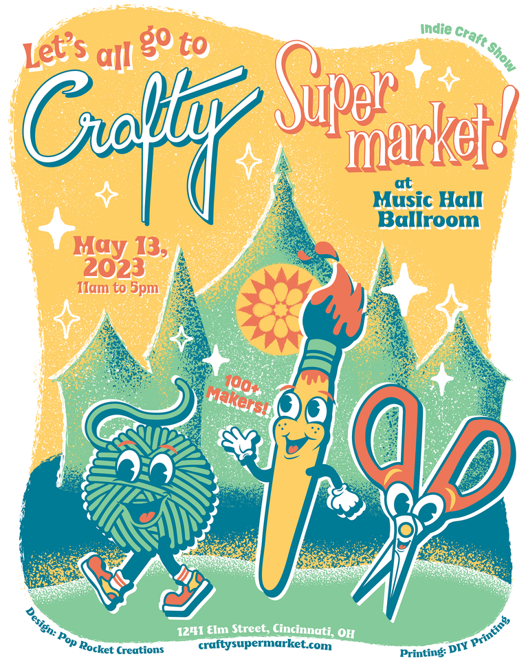 Crafty Supermarket event poster - Cincinnati, OH - indie craft market 