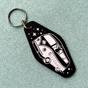 "My Other Ride is a Flying Saucer" Motel Keychain