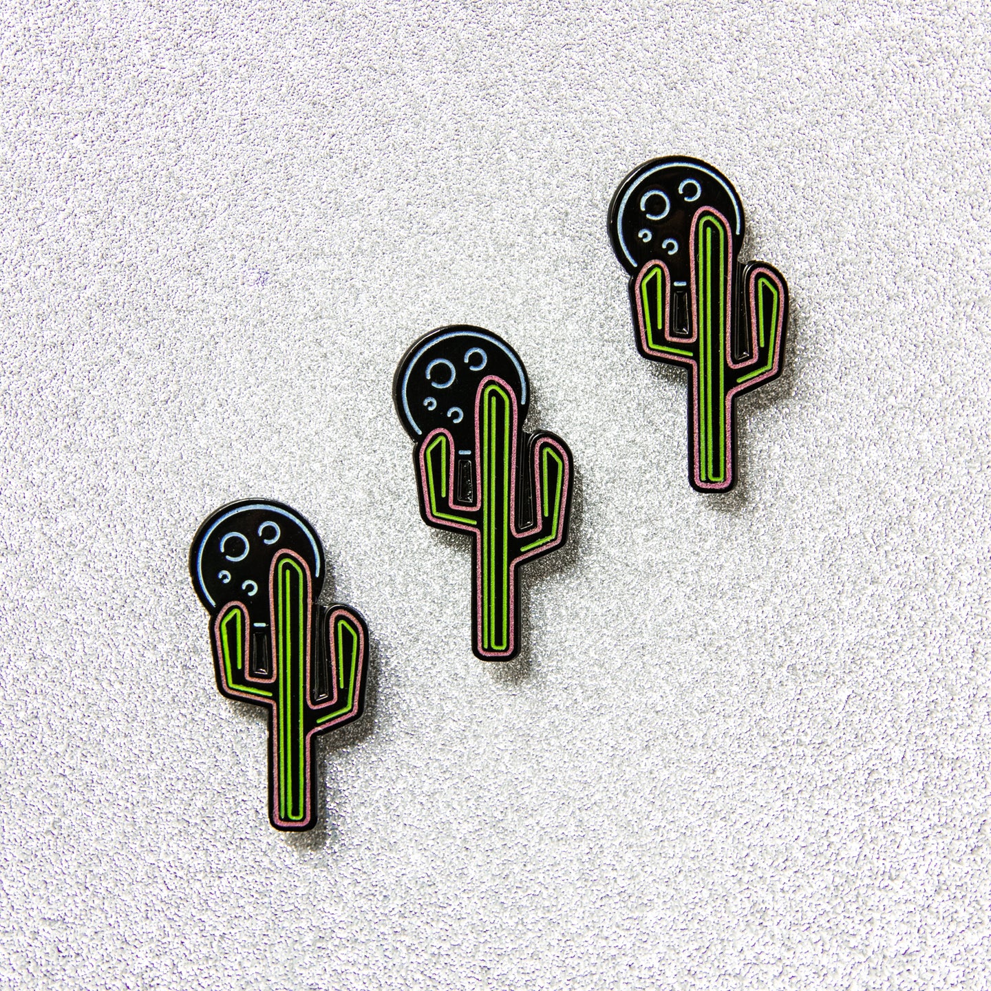SALE - Cactus Moon Enamel Pin (glows in the dark!)