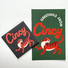 Load image into Gallery viewer, Cincy Bengal Tiger Magnet &amp; Postcard Set