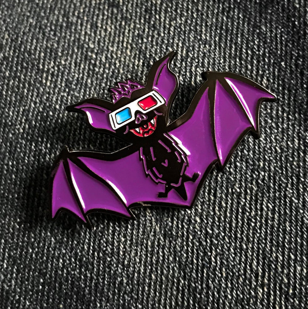 Batty in 3D Glasses Enamel Pin