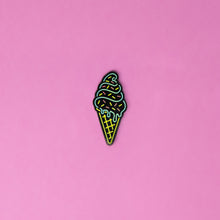 Load image into Gallery viewer, SALE - Ice Cream Neon Sign Pin (glows in the dark!)
